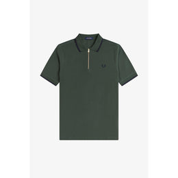Crepe Zipped Short-Sleeve Polo Shirt