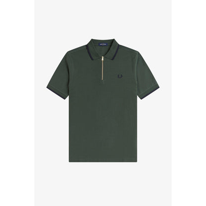 Crepe Zipped Short-Sleeve Polo Shirt