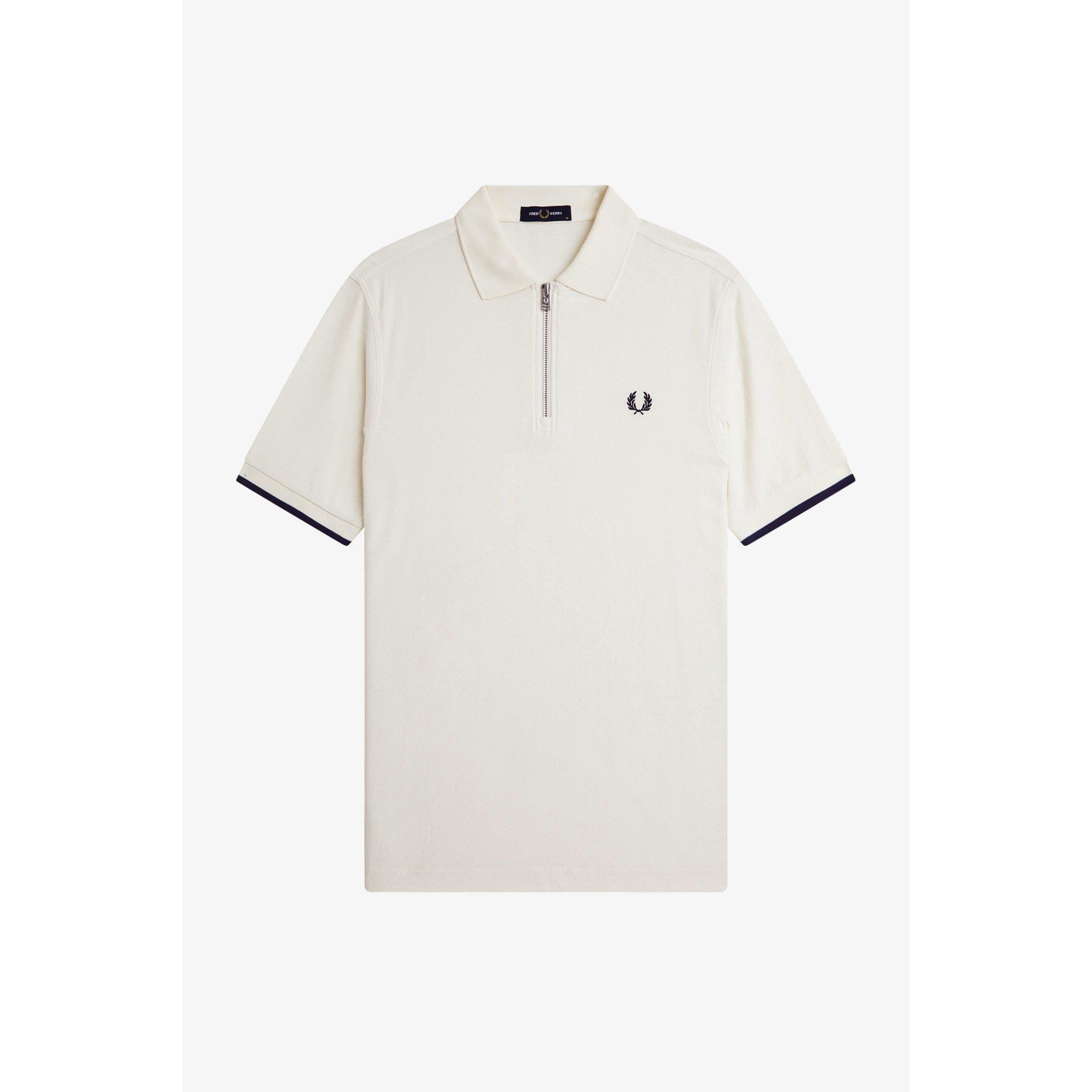 Crepe Zipped Short-Sleeve Polo Shirt