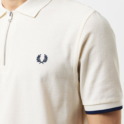 Crepe Zipped Short-Sleeve Polo Shirt