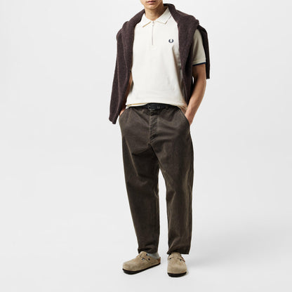 Crepe Zipped Short-Sleeve Polo Shirt