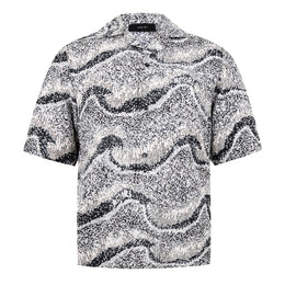 Silk Short-Sleeve Embellished Shirt