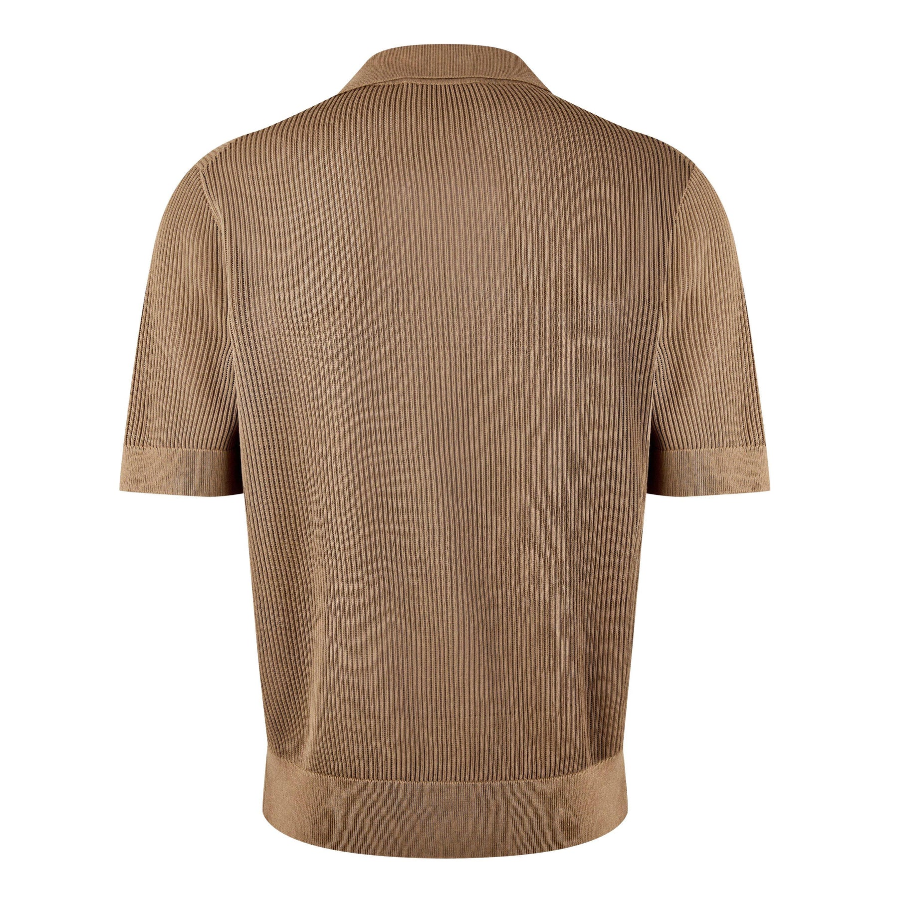 Cotton Openwork V-Neck Polo Shirt