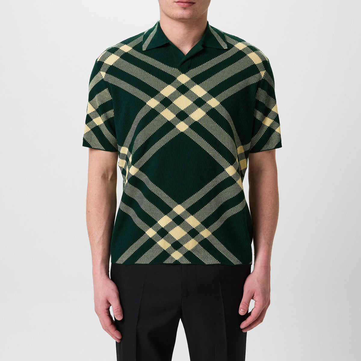 Check Wool Blend Polo Shirt