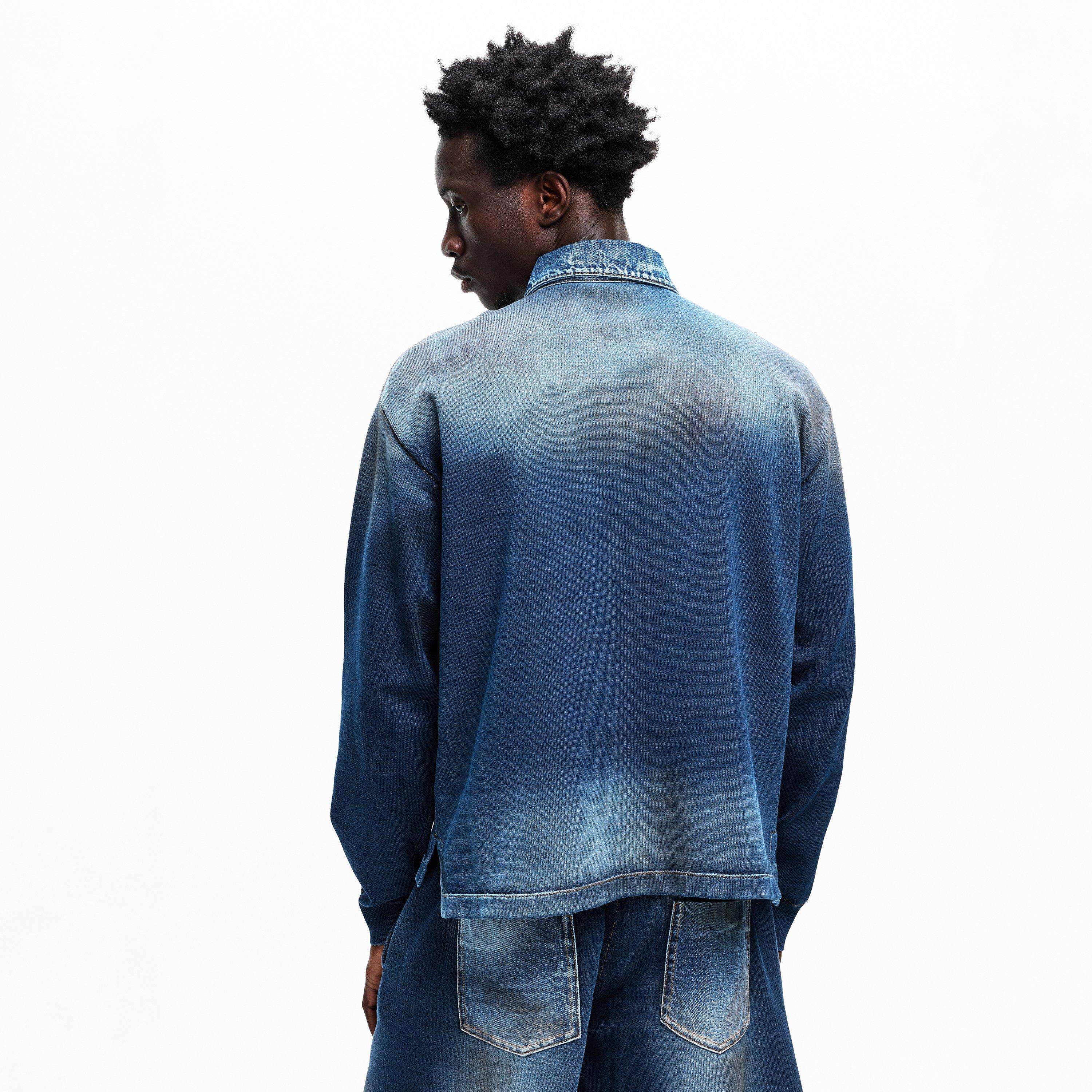 DSQ Denim Long Sleeve Polo Shirt