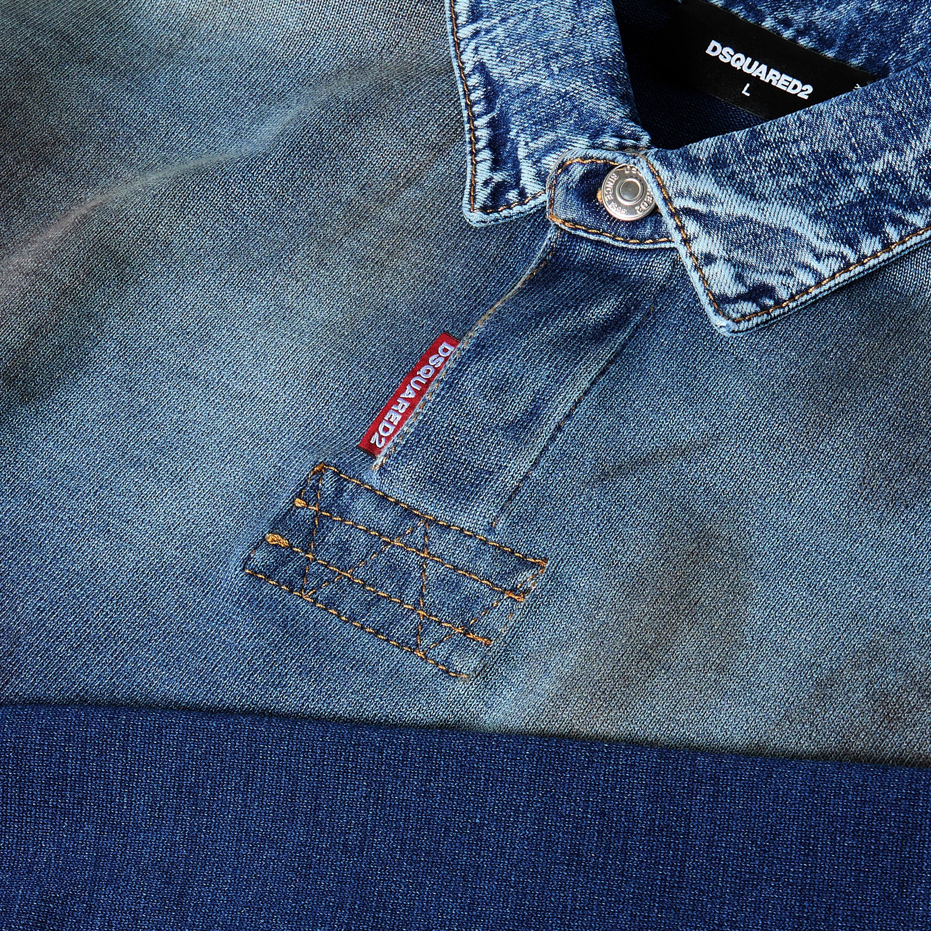 DSQ Denim Long Sleeve Polo Shirt