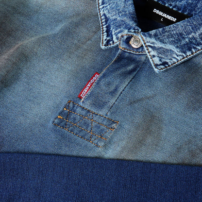 DSQ Denim Long Sleeve Polo Shirt