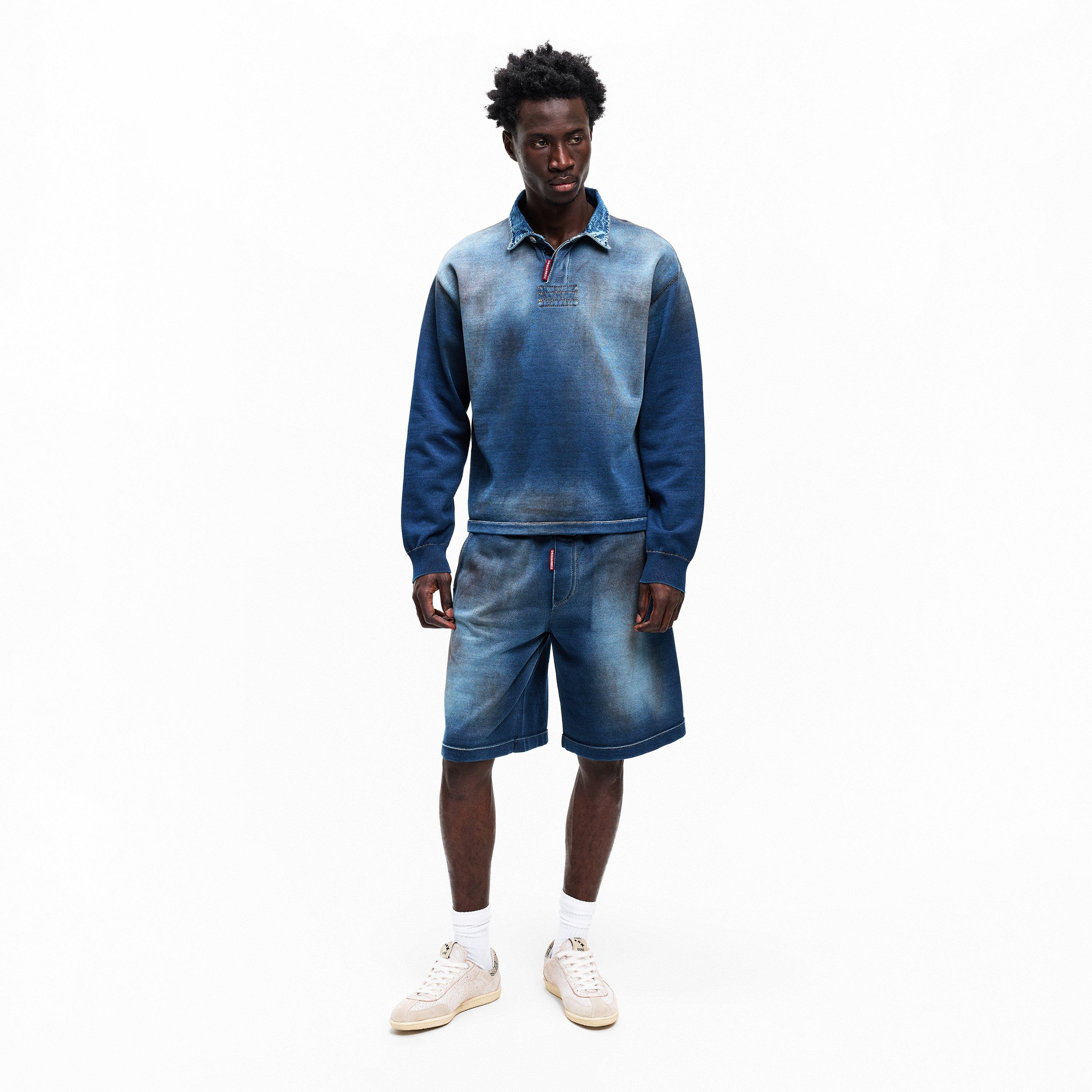 DSQ Denim Long Sleeve Polo Shirt