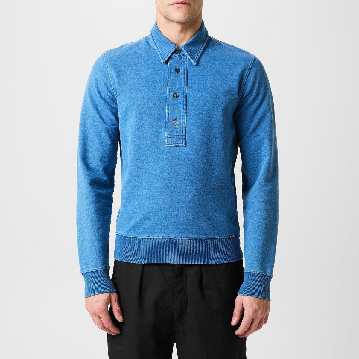Indigo Long Sleeve Polo Shirt