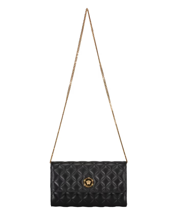 Quilted Leather Clutch with Chain Strap