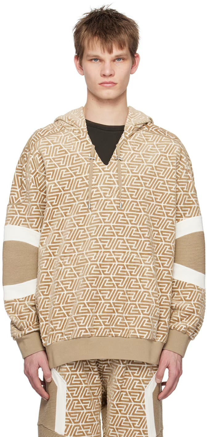 Beige Pyramid Monogram Hoodie