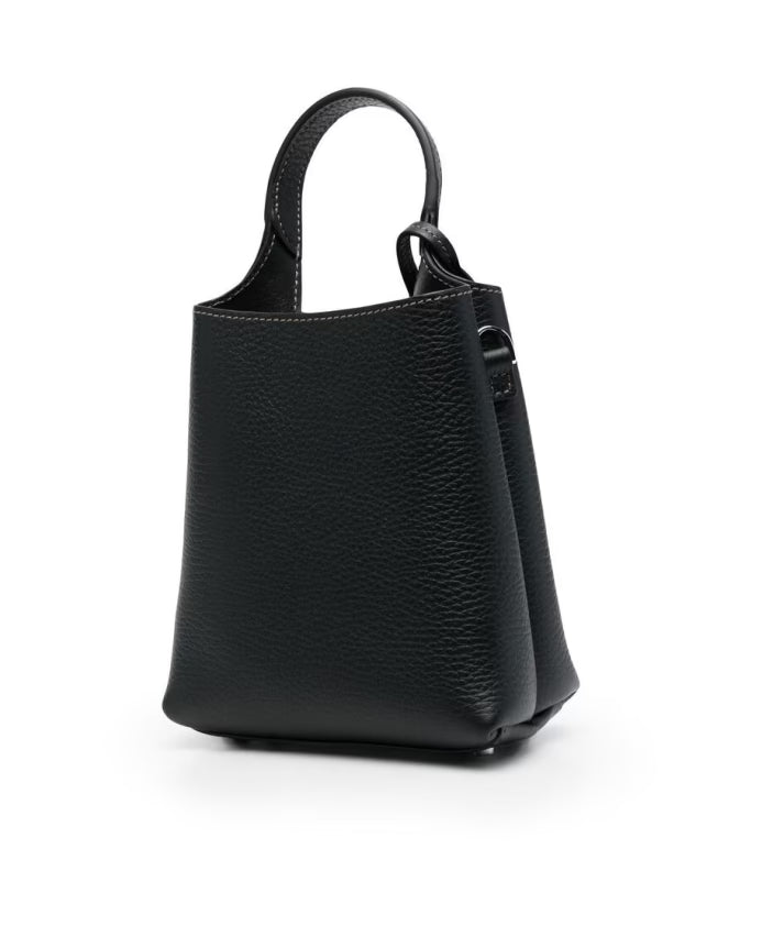 Black Leather Logo Plaque Handbag