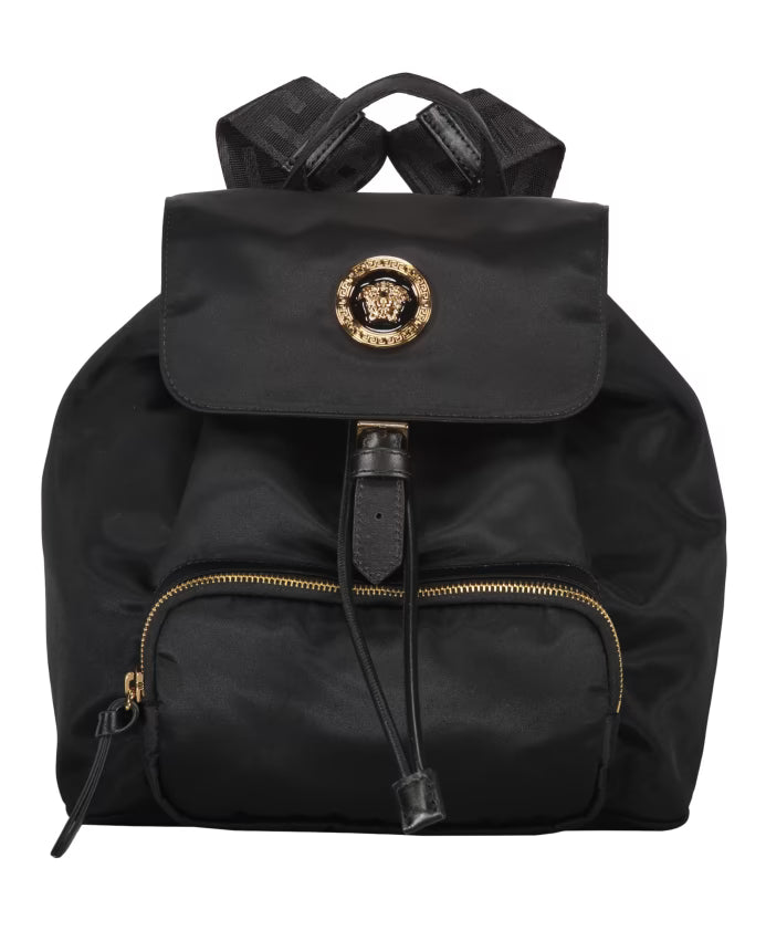 Nylon Backpack with Leather Details