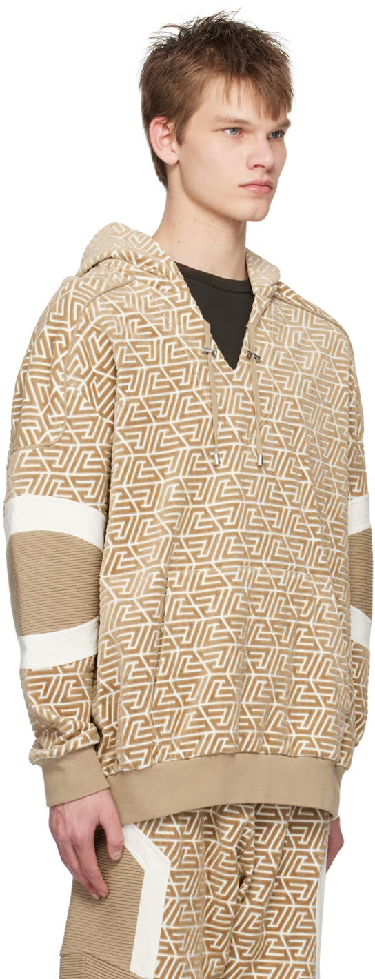 Beige Pyramid Monogram Hoodie