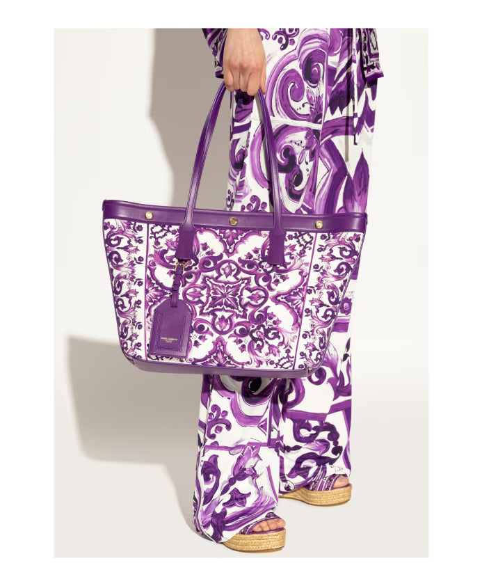Shopper bag with Majolica print