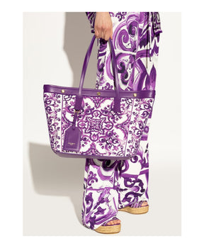 Shopper bag with Majolica print