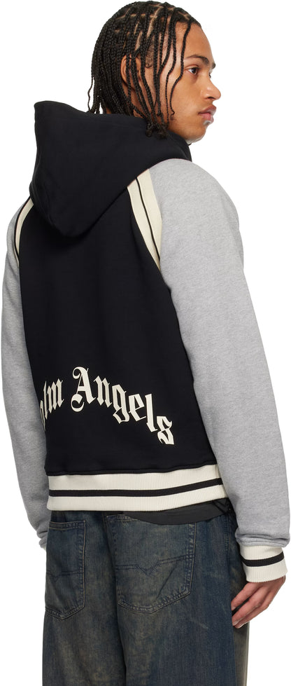 Black & Gray Curved Logo Varsity Jacket