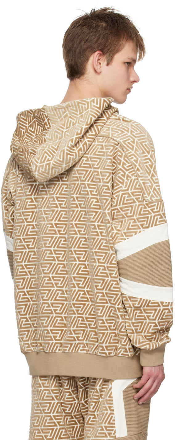 Beige Pyramid Monogram Hoodie