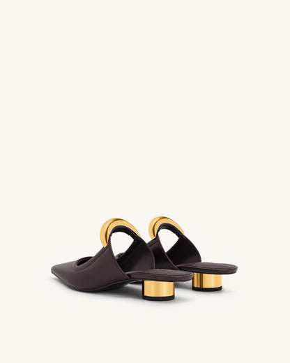 Helena Pierced Mules- Claret Red