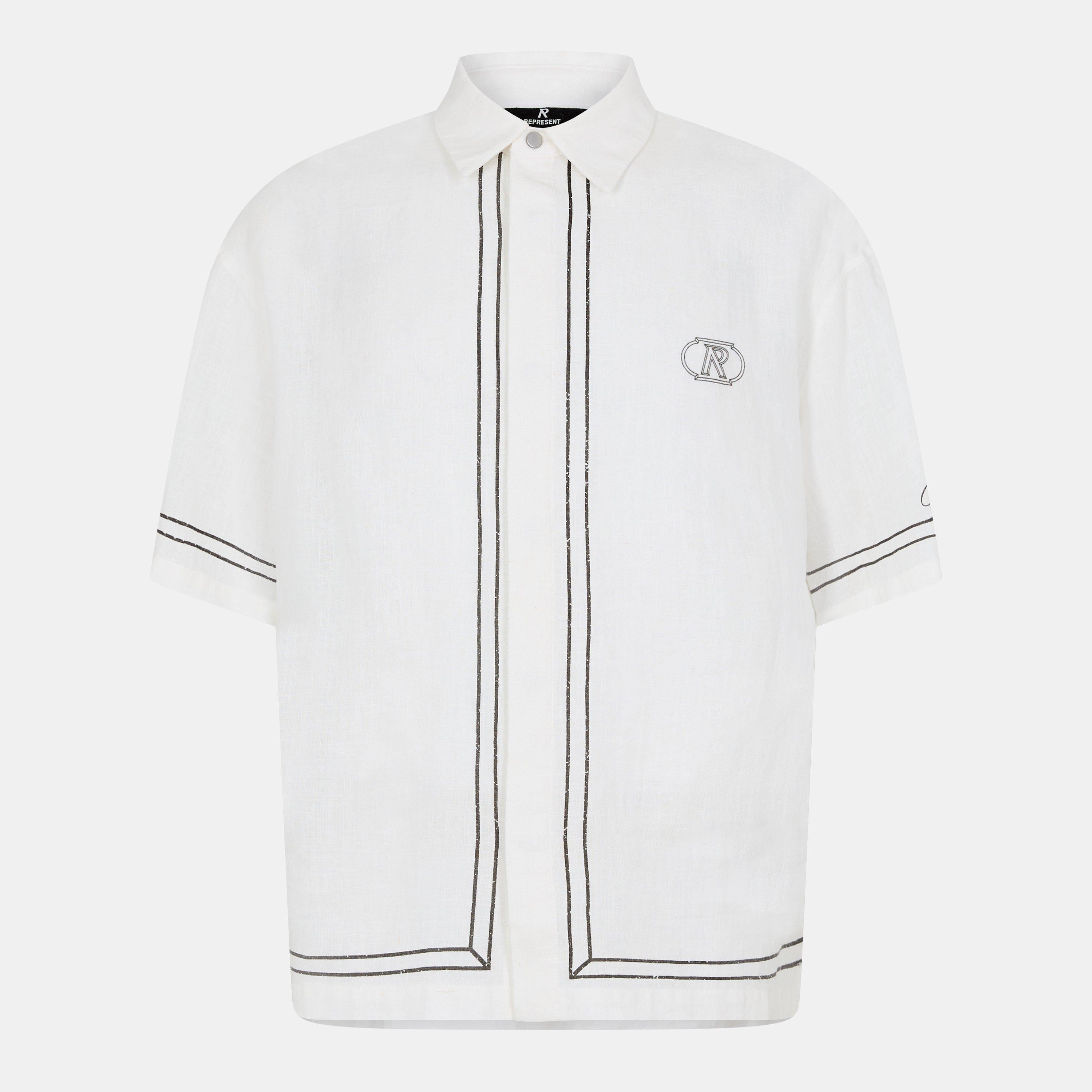 Border Short Sleeve Patterned Shirt