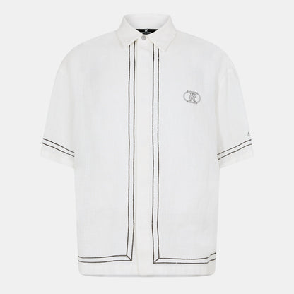 Border Short Sleeve Patterned Shirt