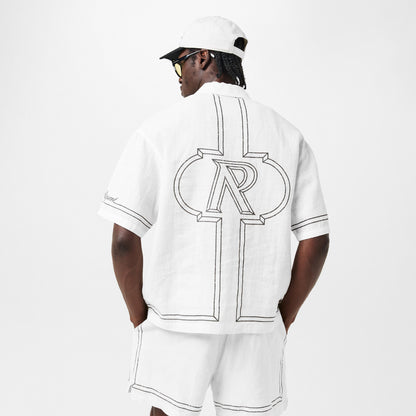 Border Short Sleeve Patterned Shirt