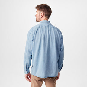Men's HBB HCORY Denim Patterned Long-Sleeve Shirt