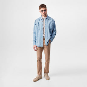 Men's HBB HCORY Denim Patterned Long-Sleeve Shirt