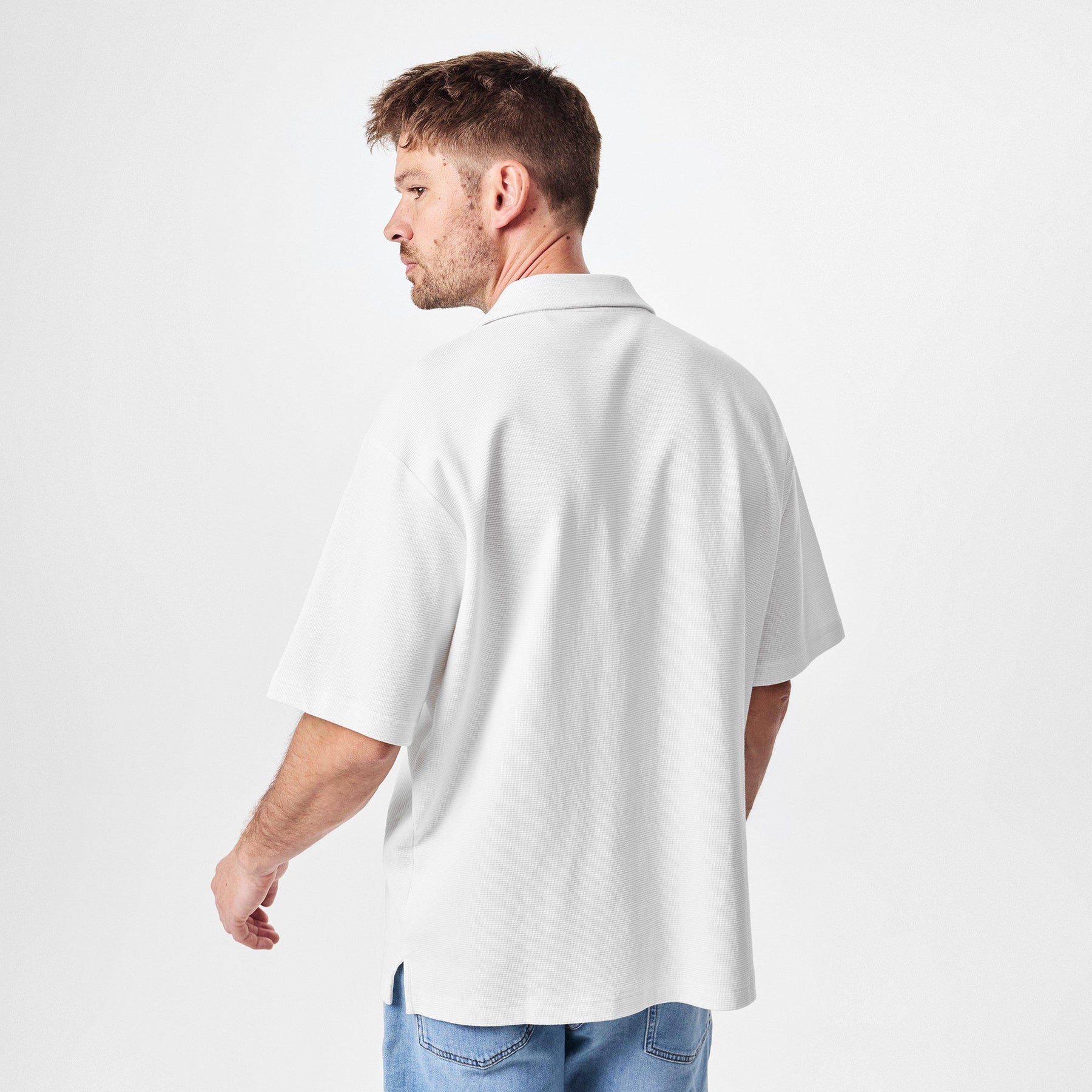 Men's Embroidered Waffle Bowling Shirt