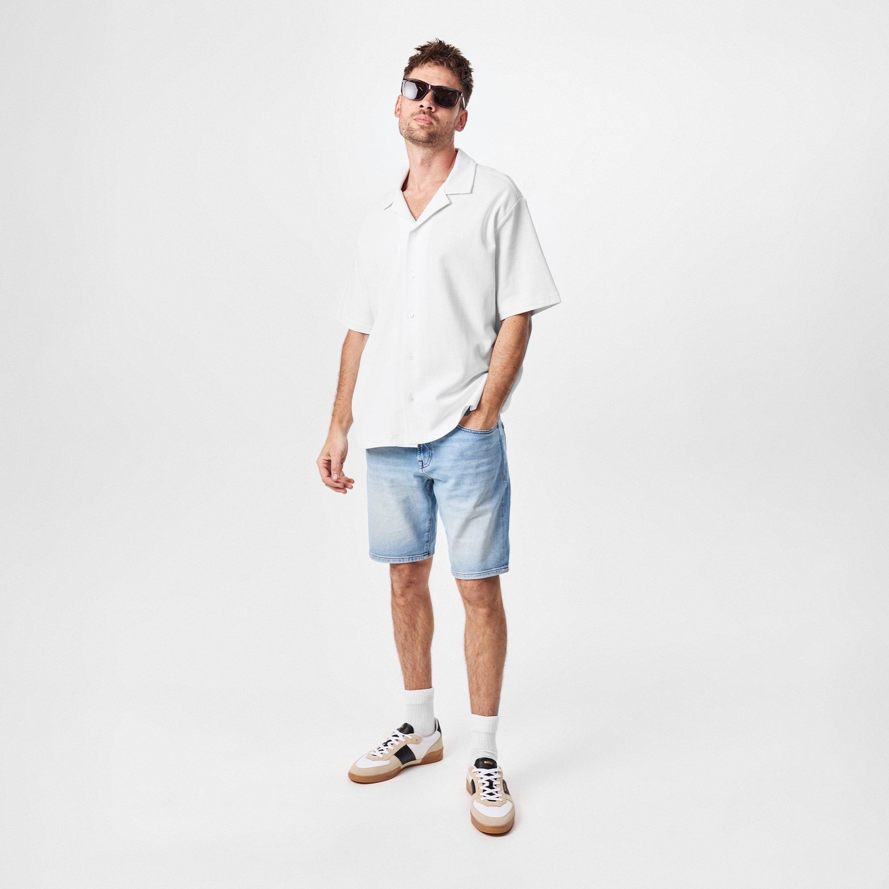 Men's Embroidered Waffle Bowling Shirt