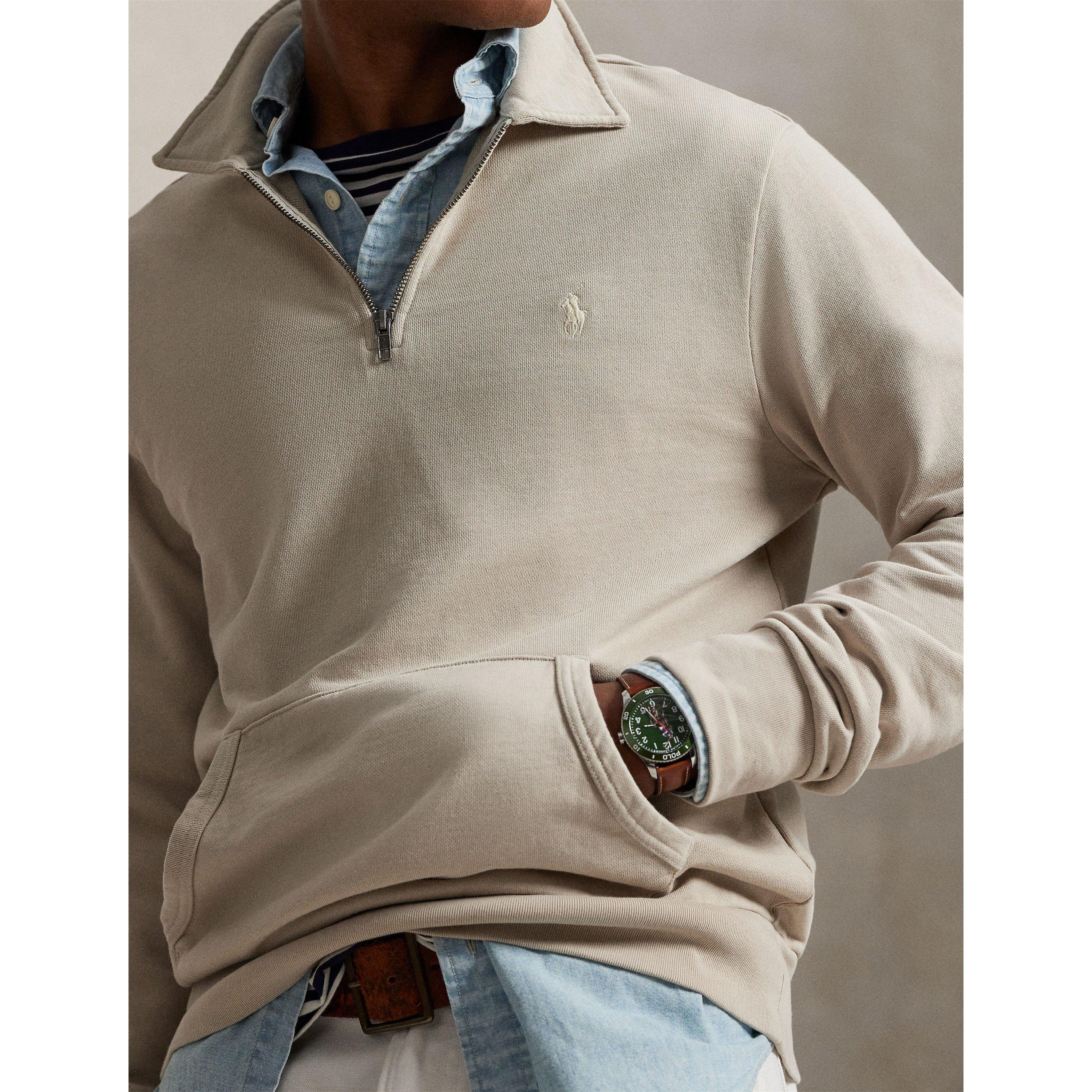 Loopback Terry Cotton Quarter Zip Sweater