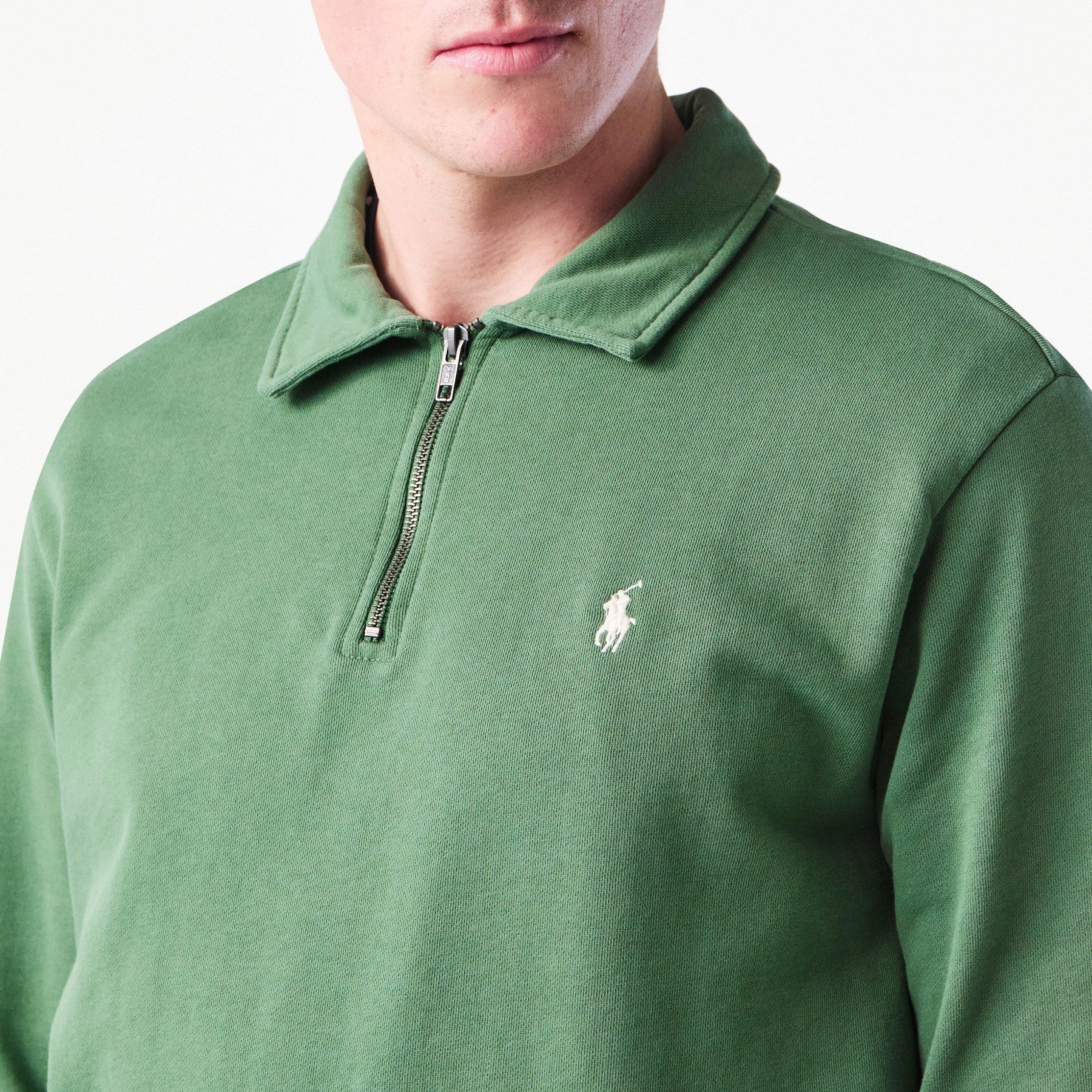 Loopback Terry Cotton Quarter Zip Sweater