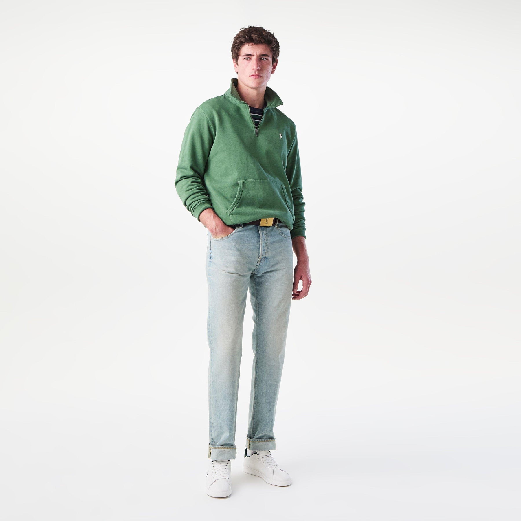 Loopback Terry Cotton Quarter Zip Sweater