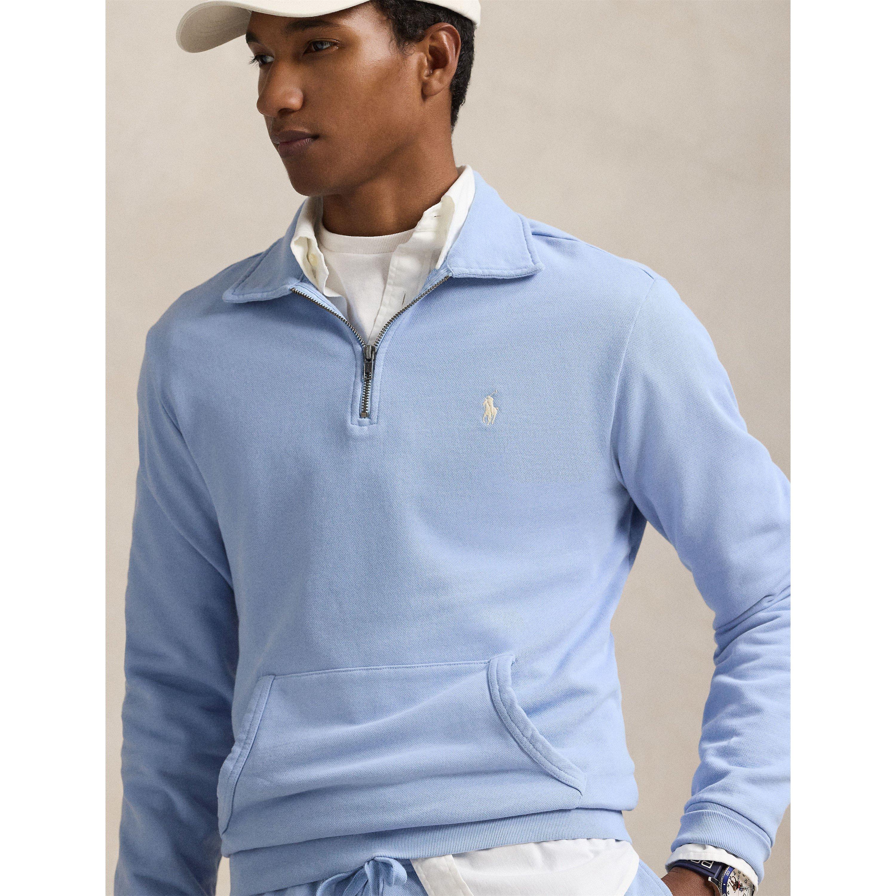 Loopback Terry Cotton Quarter Zip Sweater
