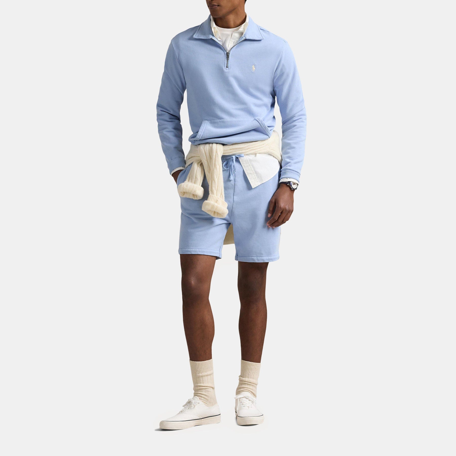 Loopback Terry Cotton Quarter Zip Sweater