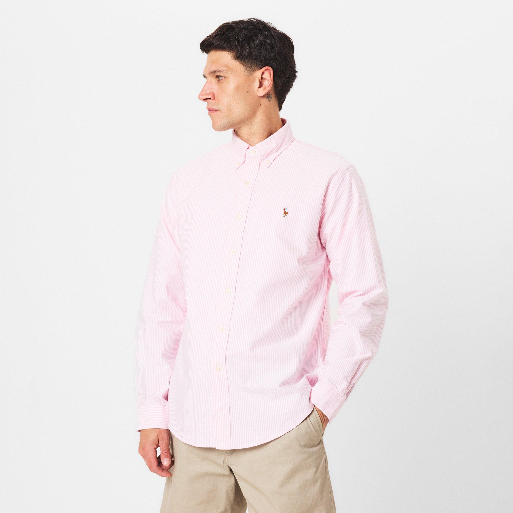 Men's Oxford Striped Long-Sleeve Patterned Shirt