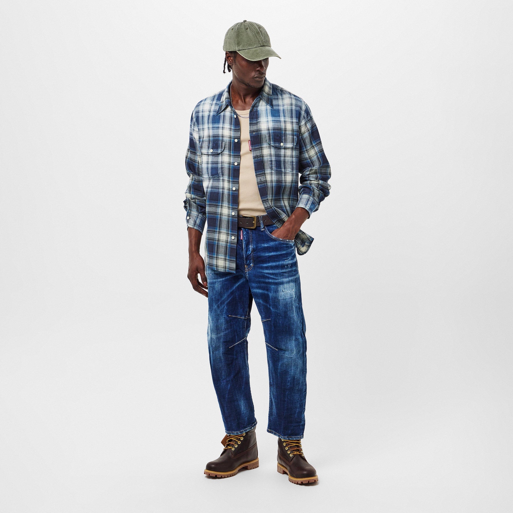 Men's DSQ Vintage Long-Sleeve Patterned Shirt