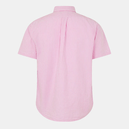 Men's Striped Seersucker Short-Sleeve Patterned Shirt