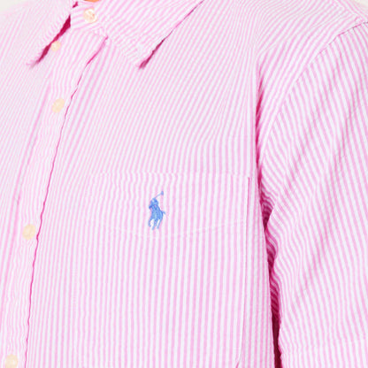 Men's Striped Seersucker Short-Sleeve Patterned Shirt