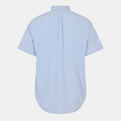 Men's Striped Seersucker Short-Sleeve Patterned Shirt
