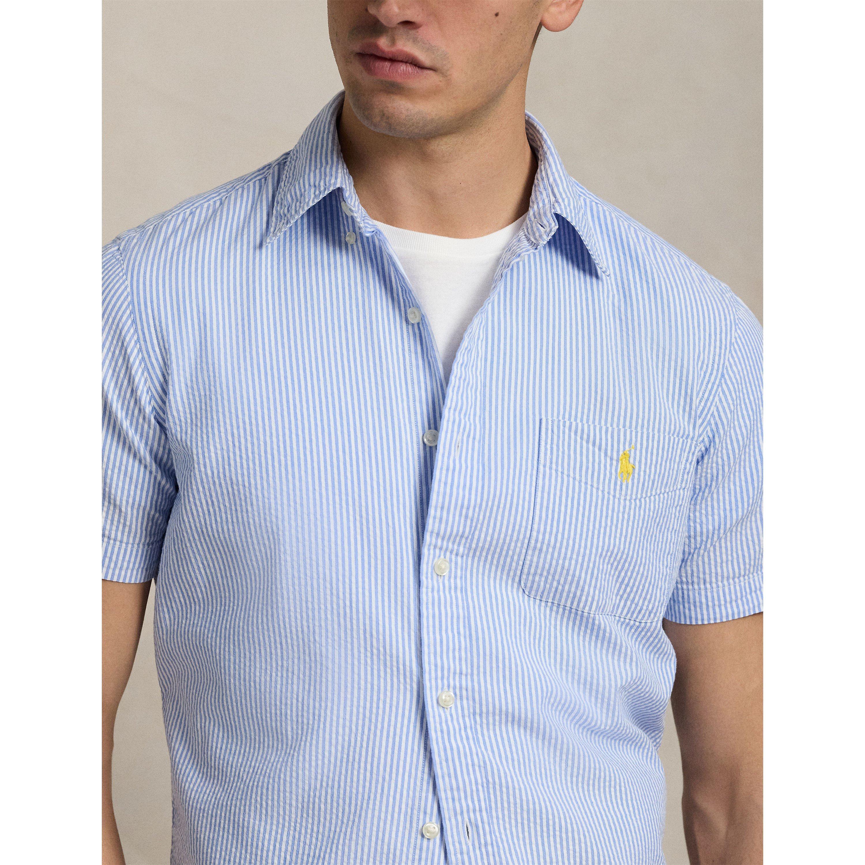 Striped Seersucker Short Sleeve Shirt