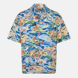 Men's Rayon Short-Sleeve Patterned Shirt