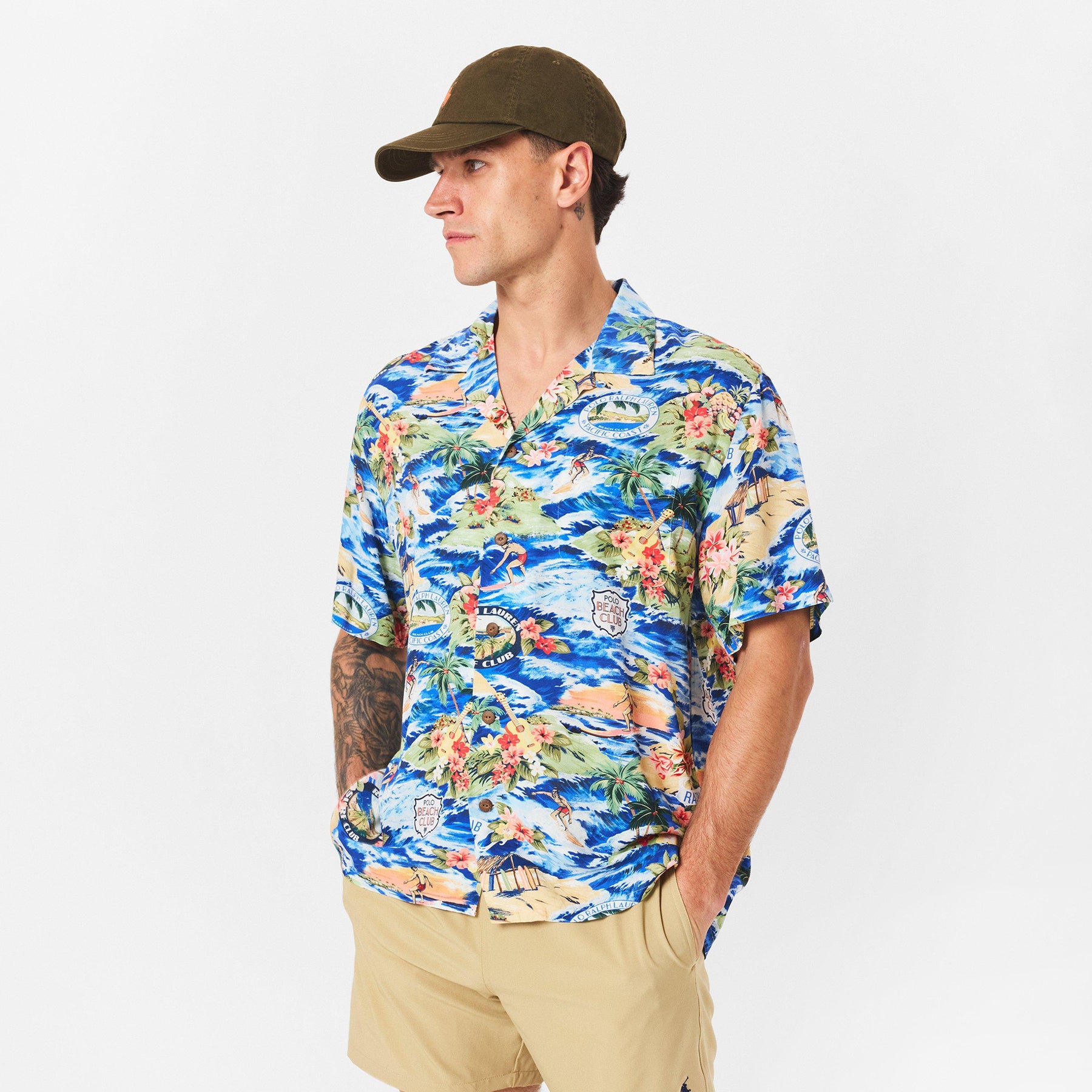 Men's Rayon Short-Sleeve Patterned Shirt