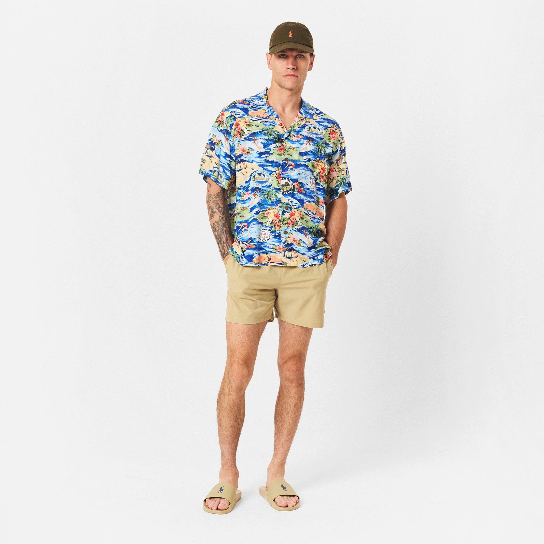 Men's Rayon Short-Sleeve Patterned Shirt
