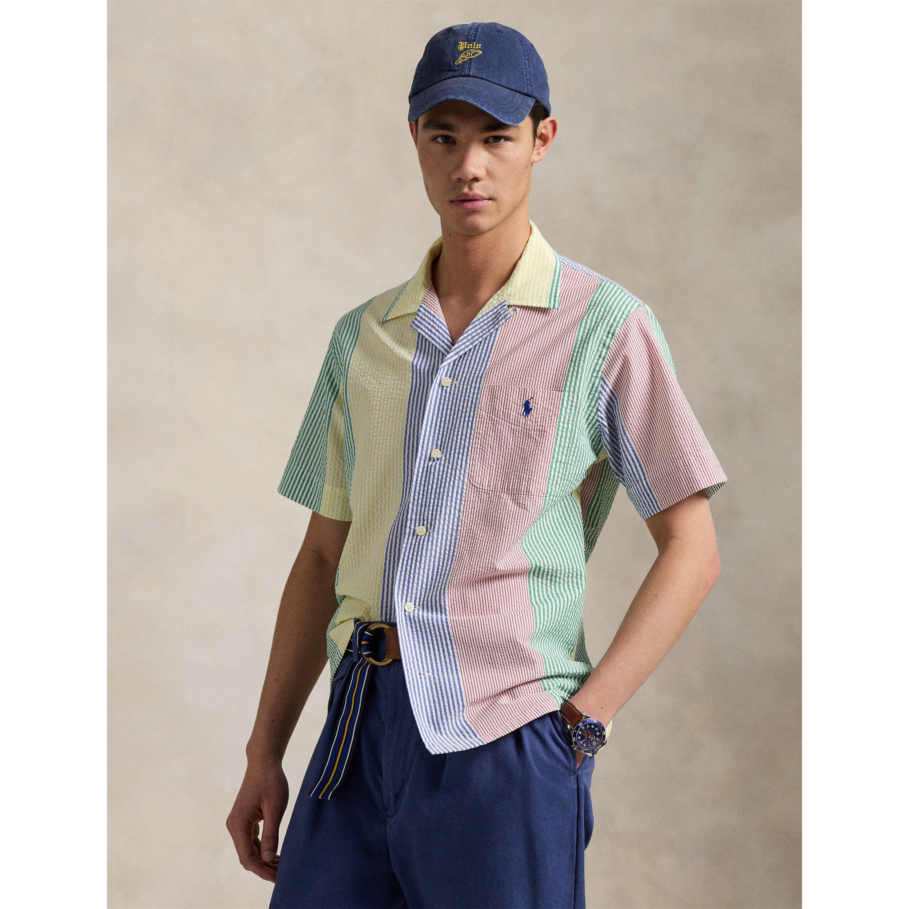 Fun Seersucker Short-Sleeve Patterned Shirt