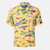 Men's Rayon Bear Short-Sleeve Patterned Shirt