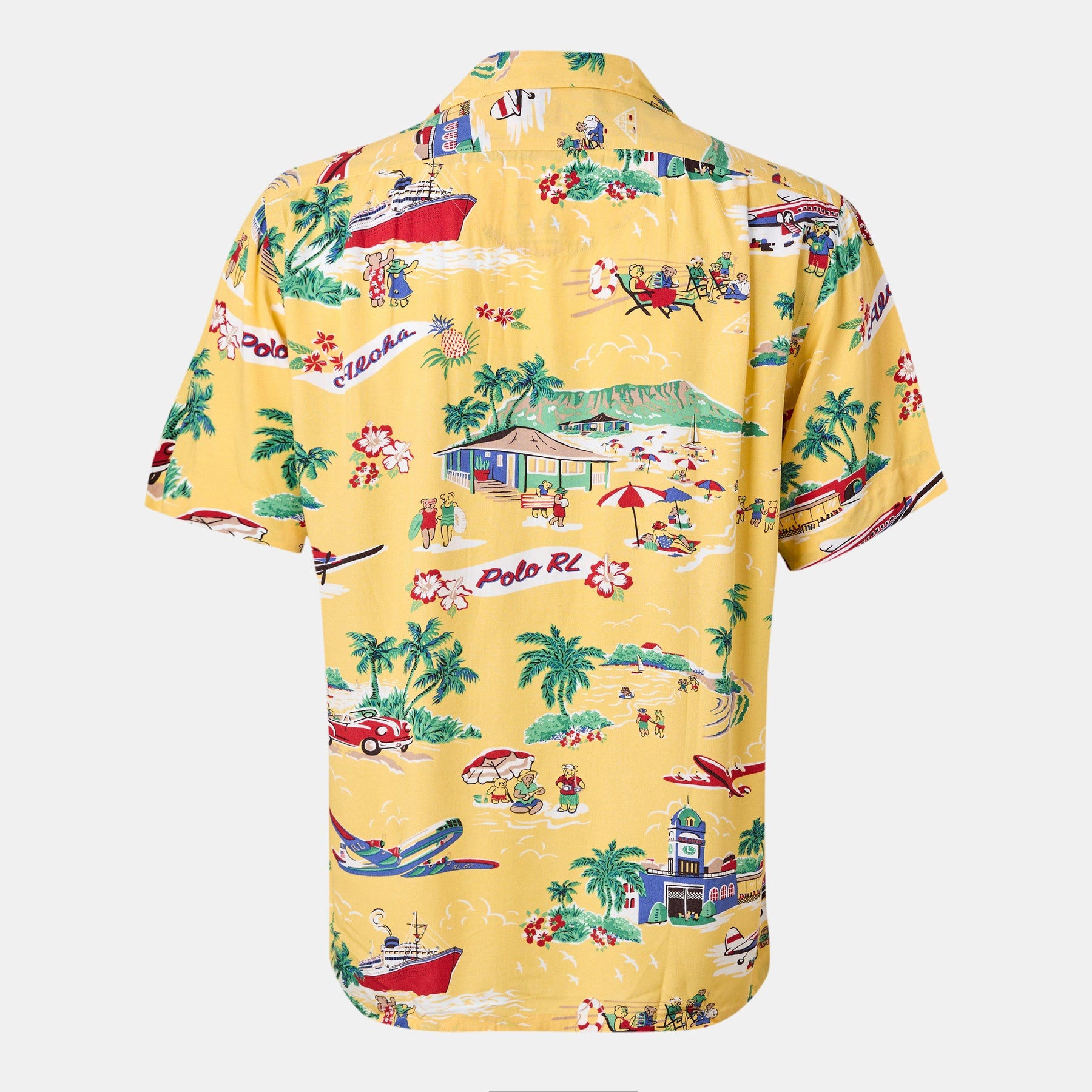 Men's Rayon Bear Short-Sleeve Patterned Shirt