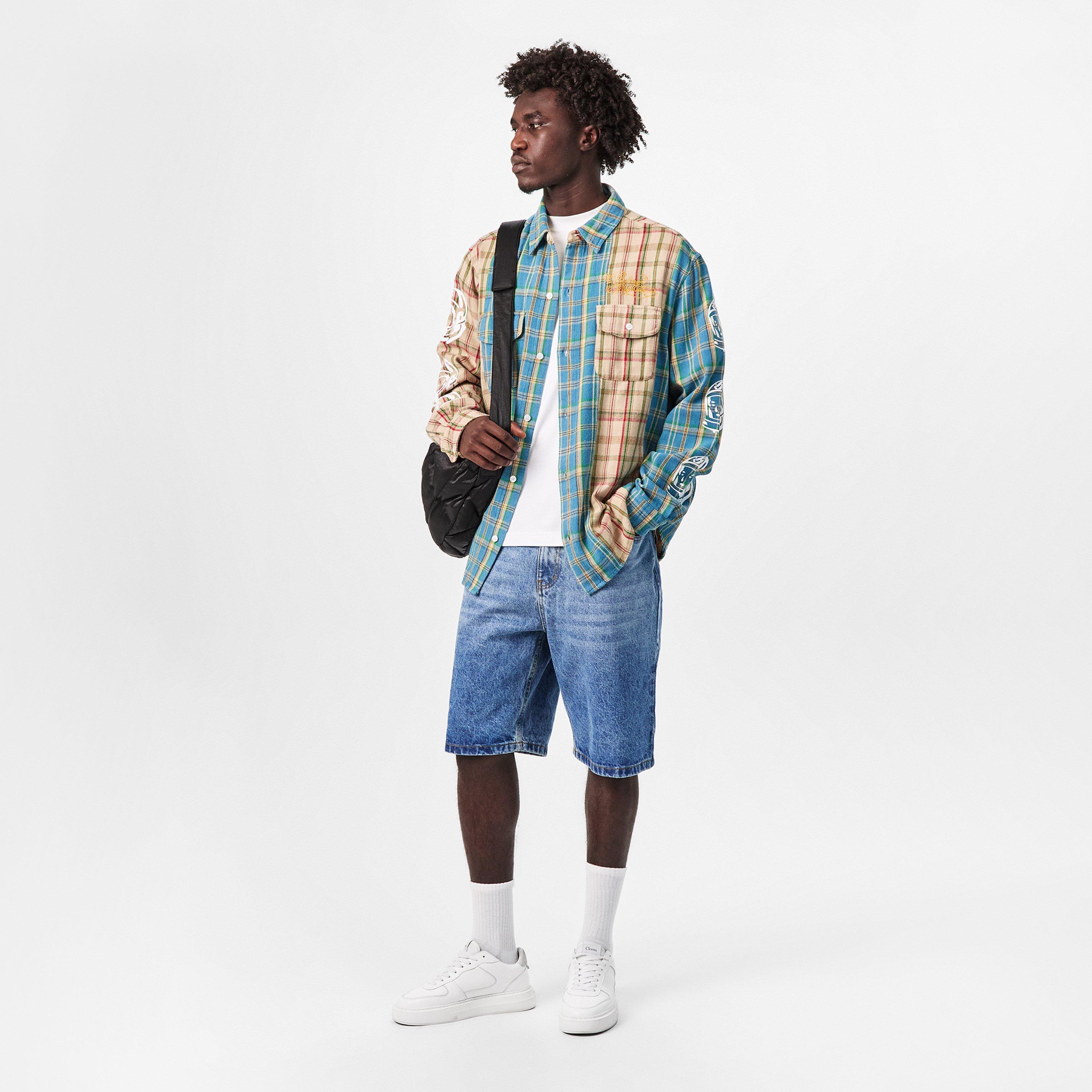 Panelled Long Sleeve Patterned Shirt