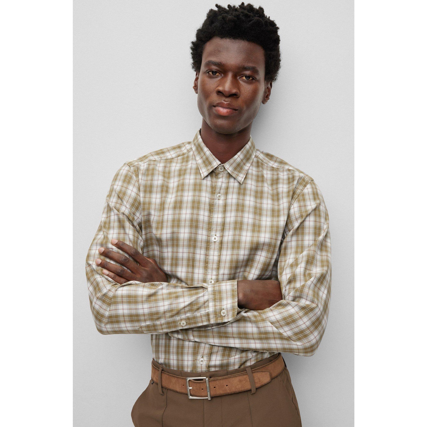 Men's S-Liam-Kent-C1-233 Plain Long-Sleeve Shirt
