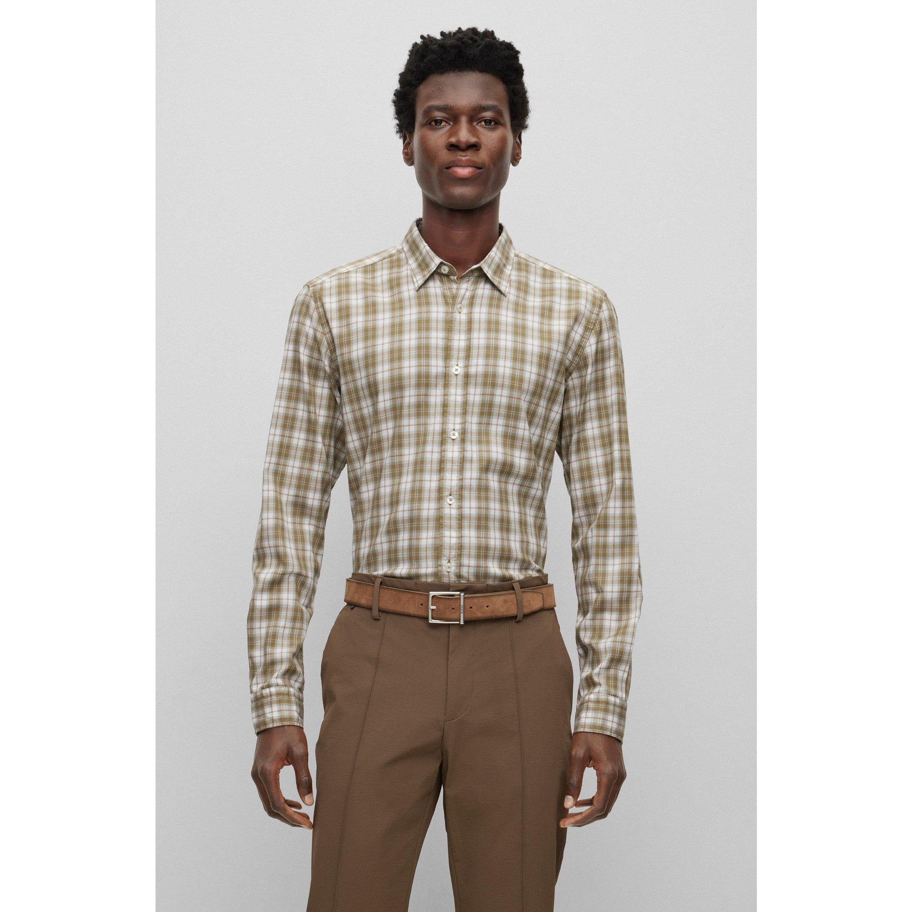 Men's S-Liam-Kent-C1-233 Plain Long-Sleeve Shirt